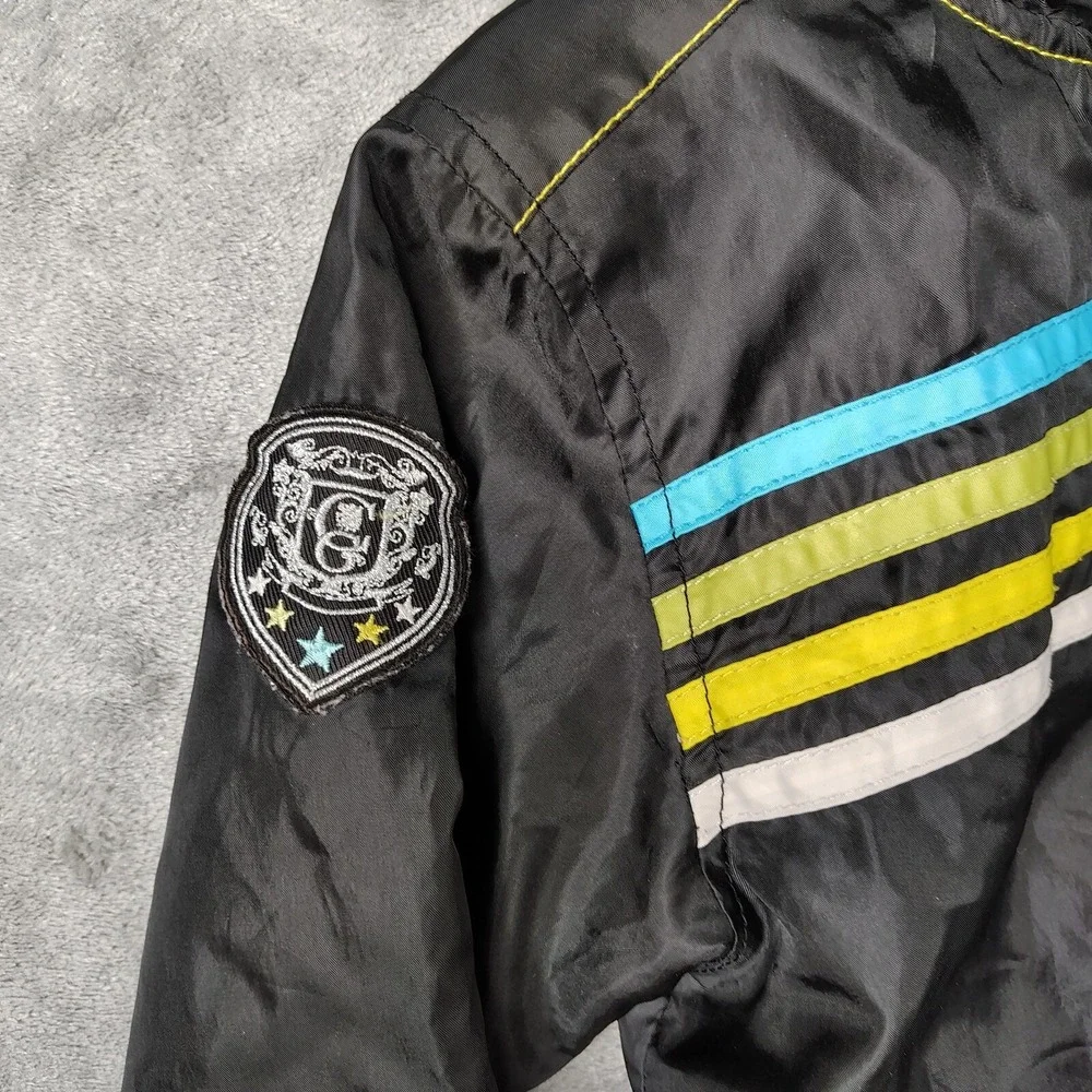 Coogi Striped Windbreaker Jacket Kids‎ 4T Black Multi Full Zip Lightweight Patch